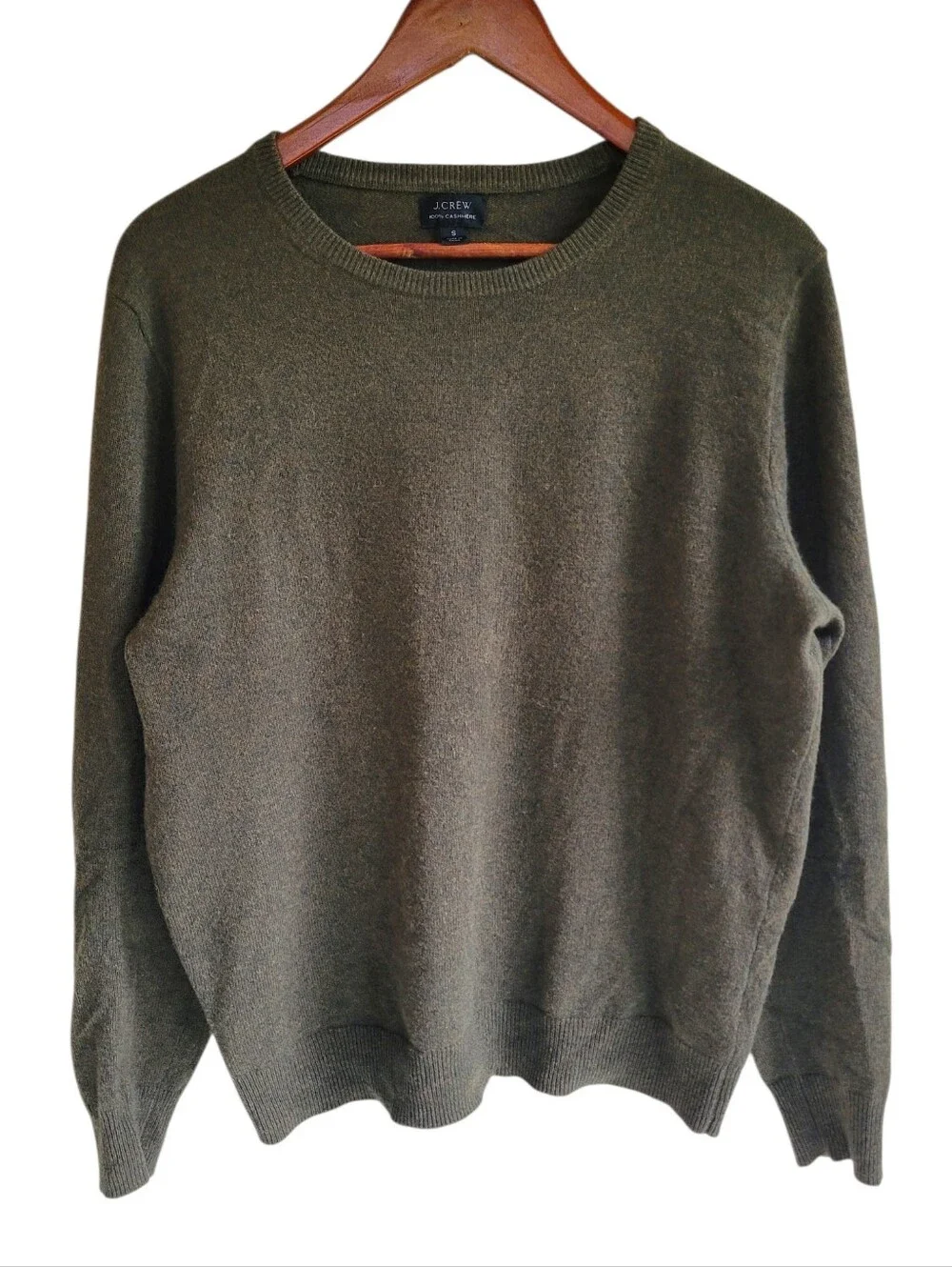 J. Crew 100% Cashmere Olive Green Crewneck Sweater Mens Small